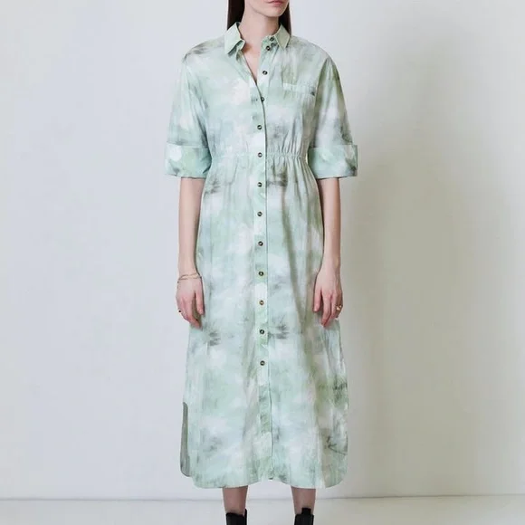 Ganni Women's Printed Cotton Poplin Shirtdress - Kelly Green - Size 0